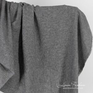 Black linen cotton fabric in stripes