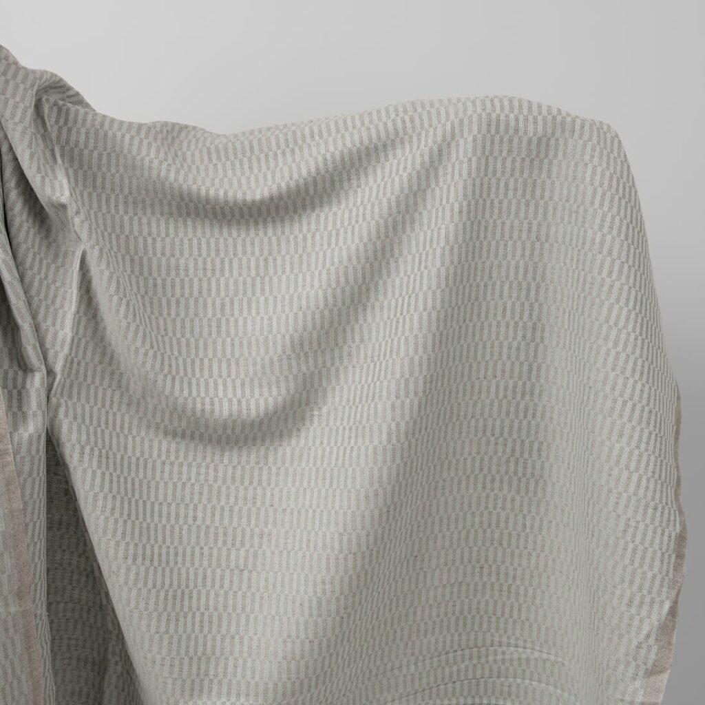 Blue and grey patterned linen cotton fabric