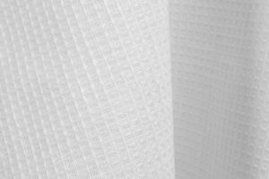 Opticky biela ľanovo-bavlnená vafľová tkanina