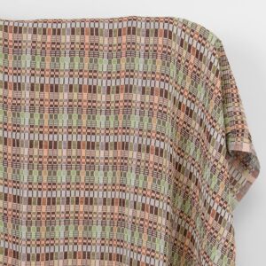 Ľanovo-bavlnená látka viacfarebné hnedo-zelené kocky, praná