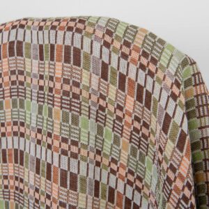 Ľanovo-bavlnená látka viacfarebné hnedo-zelené kocky, praná