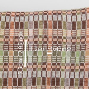 Ľanovo-bavlnená látka viacfarebné hnedo-zelené kocky, praná