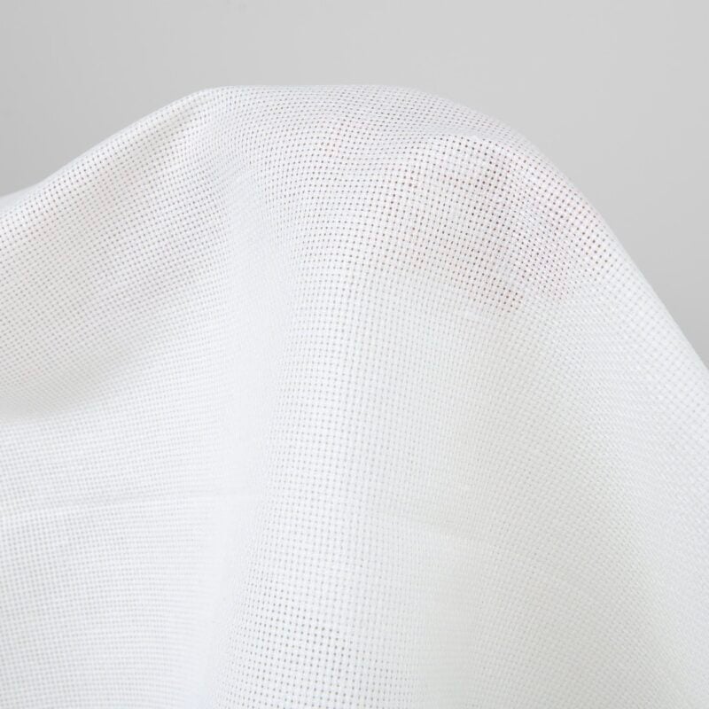 Openwork white linen fabric