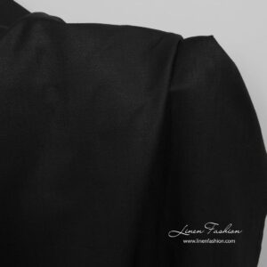 Ľanovo-bavlnená čierna rybia kosť látka