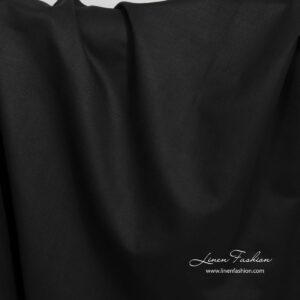 Ľanovo-bavlnená čierna rybia kosť látka