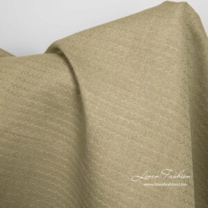 Zelená ľanovo-bavlnená tkanina s vlnovkovým vzorom