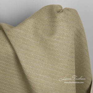 Zelená ľanovo-bavlnená tkanina s vlnovkovým vzorom