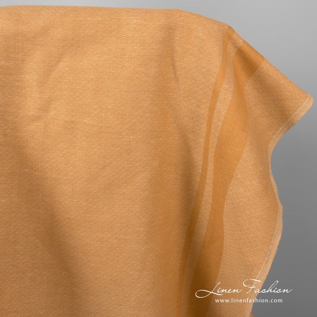 Linen cotton fabric in light caramel brown.
