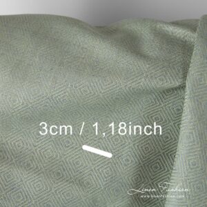 Linen cotton fabric grey green diamond weave with measurements