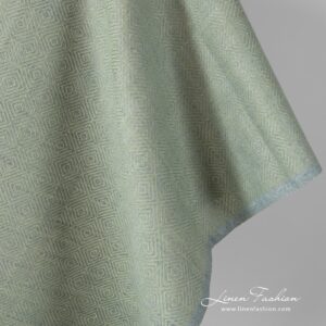 Linen cotton fabric grey green diamond weave edge