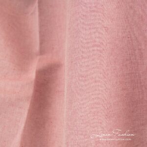 Rosy linen cotton fabric in white melange