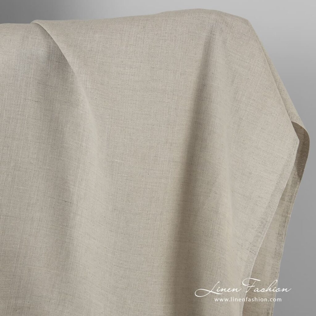 Light grey linen cotton fabric in twill weave
