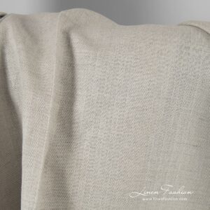 Light grey linen cotton fabric in twill weave pattern