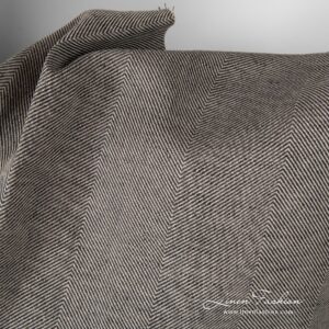 Ľanovo-bavlnená tkanina so vzorom širokej rybej kosti