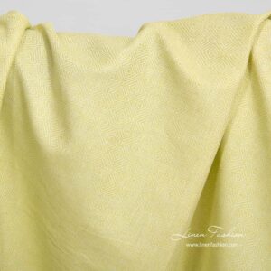 Ľanovo-bavlnená tkanina s kosoštvorcovým vzorom v šalátovo zelenej farbe