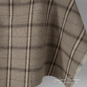 Checked linen cotton fabric.
