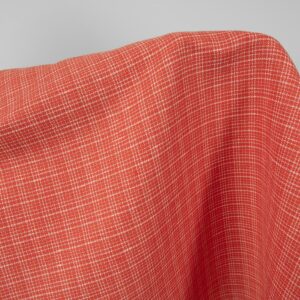 Ľan bavlna červeno-biele kocky