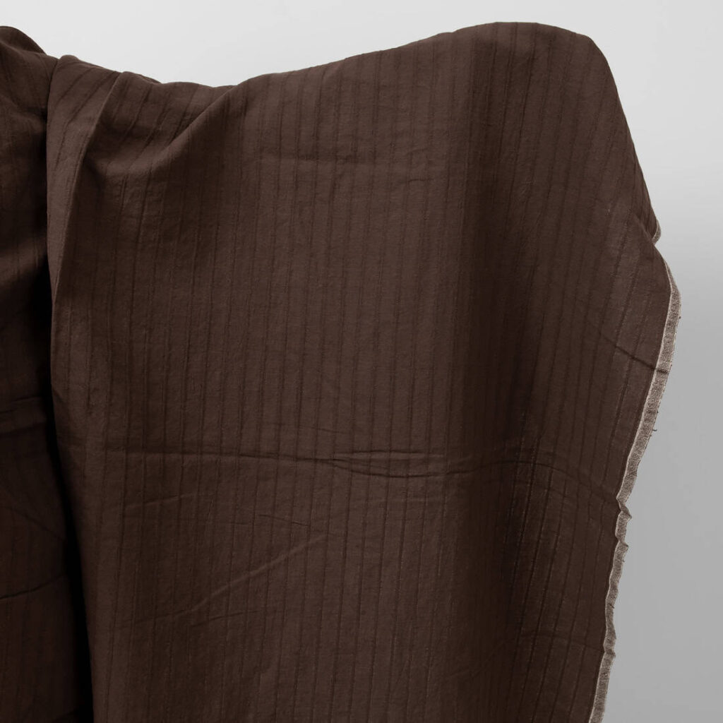 Dark brown washed linen cotton fabric
