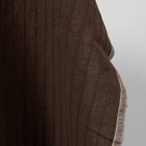 Dark brown washed linen cotton fabric edge