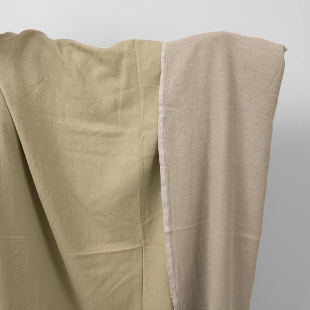 Olive green washed fabric double-sided