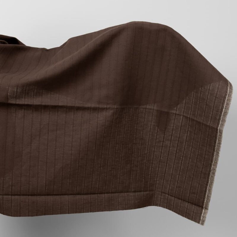 Brown striped linen cotton fabric