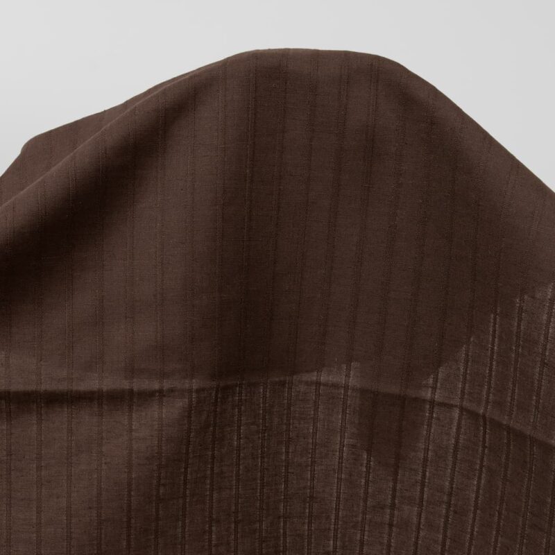 Brown striped linen cotton fabric product photo