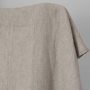 Béžová ľanovo-bavlnená vafľová tkanina praná