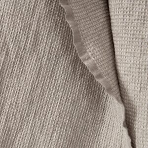 Béžová ľanovo-bavlnená vafľová tkanina praná