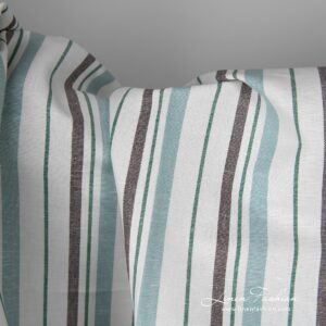 Striped off-white linen / cotton fabric