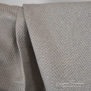 Linen cotton fabric in herringbone, grey.