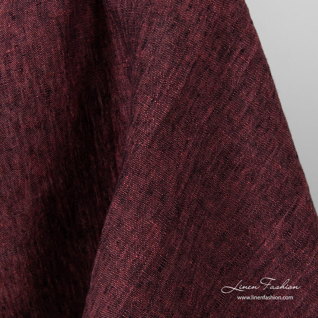 Washed melange linen fabric in black-pink