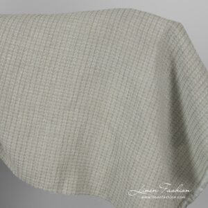Linen cotton greenish grey patterned fabric
