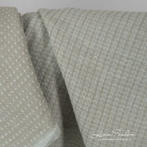 Linen cotton patterned fabric in greenish grey, washed