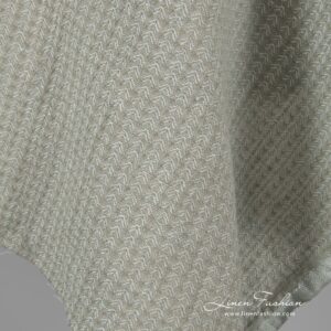 Linen cotton "tick"like pattern fabric in greenish grey color, washed