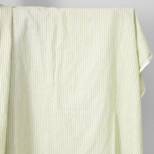 Ľanovo-bavlnená svetlozelené pásiky predpraná látka