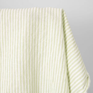 Ľanovo-bavlnená svetlozelené pásiky predpraná látka