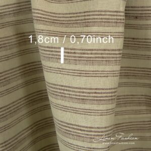 Brown striped linen cotton fabric.