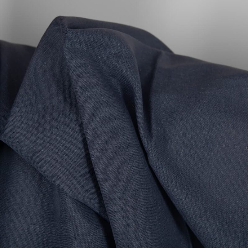 Linen blend fabric in dark blue texture