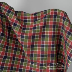 Multi-coloured linen / cotton fabric in checks