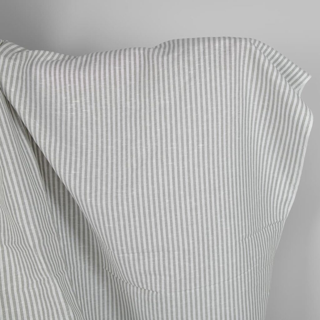 Linen blend grey striped fabric