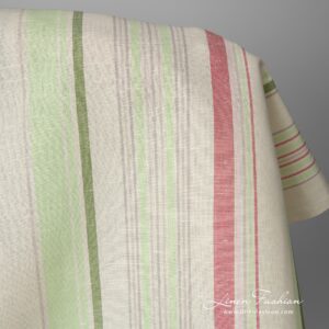 Linen cotton fabric in multicolored stripes is perfect for sewing bed, table, and kitchen linen as well as clothing and accessories