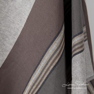 Linen blend fabric with brown stripes