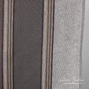 Close view of striped brown grey colored linen fabric