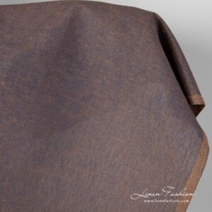 Brown blue linen cotton fabric.