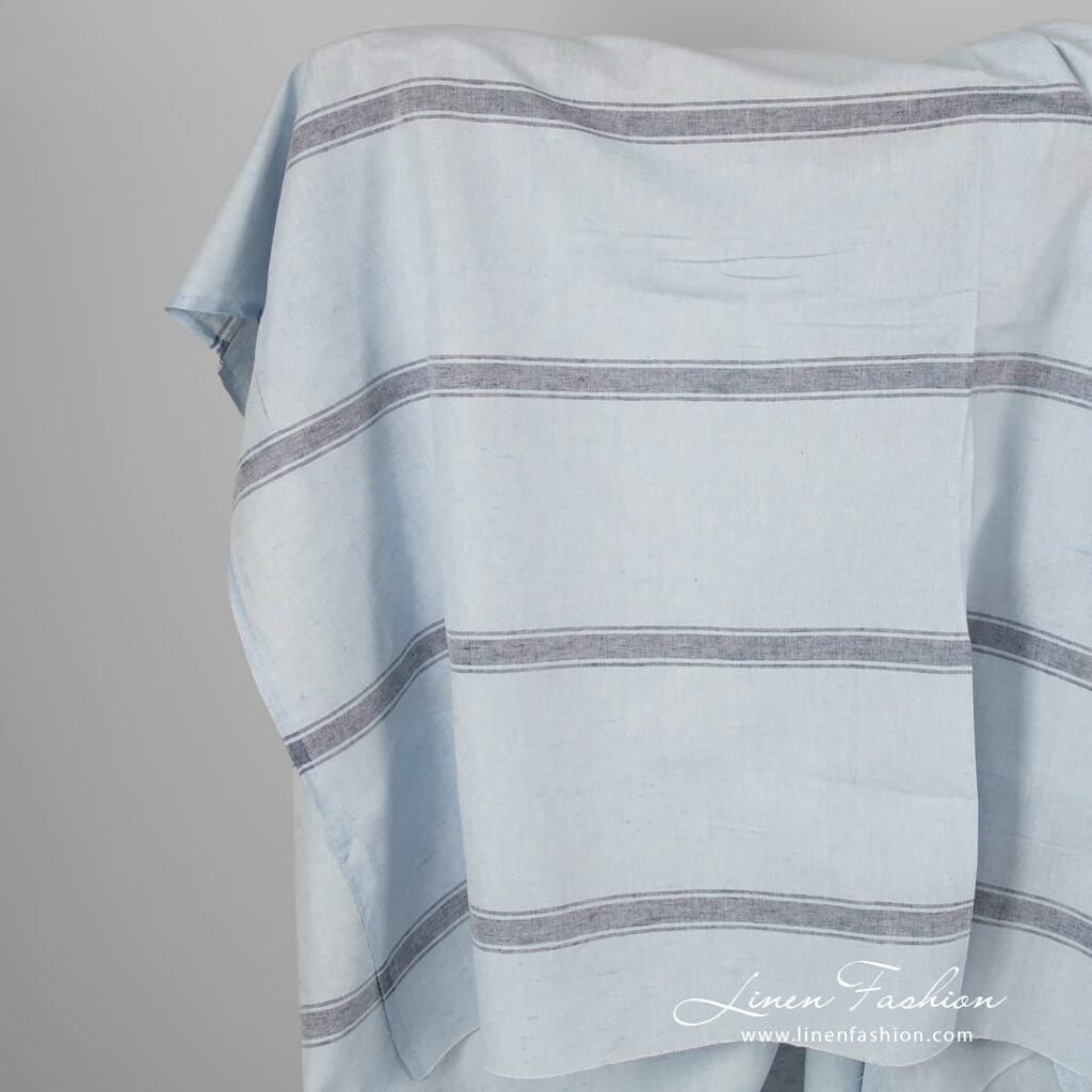 Light blue striped linen-cotton fabric.
