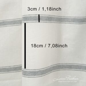 Striped white linen cotton fabric.