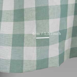 Green checked linen cotton fabric with measurements