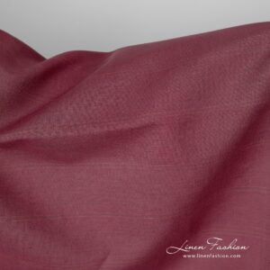 Dark red striped linen cotton fabric