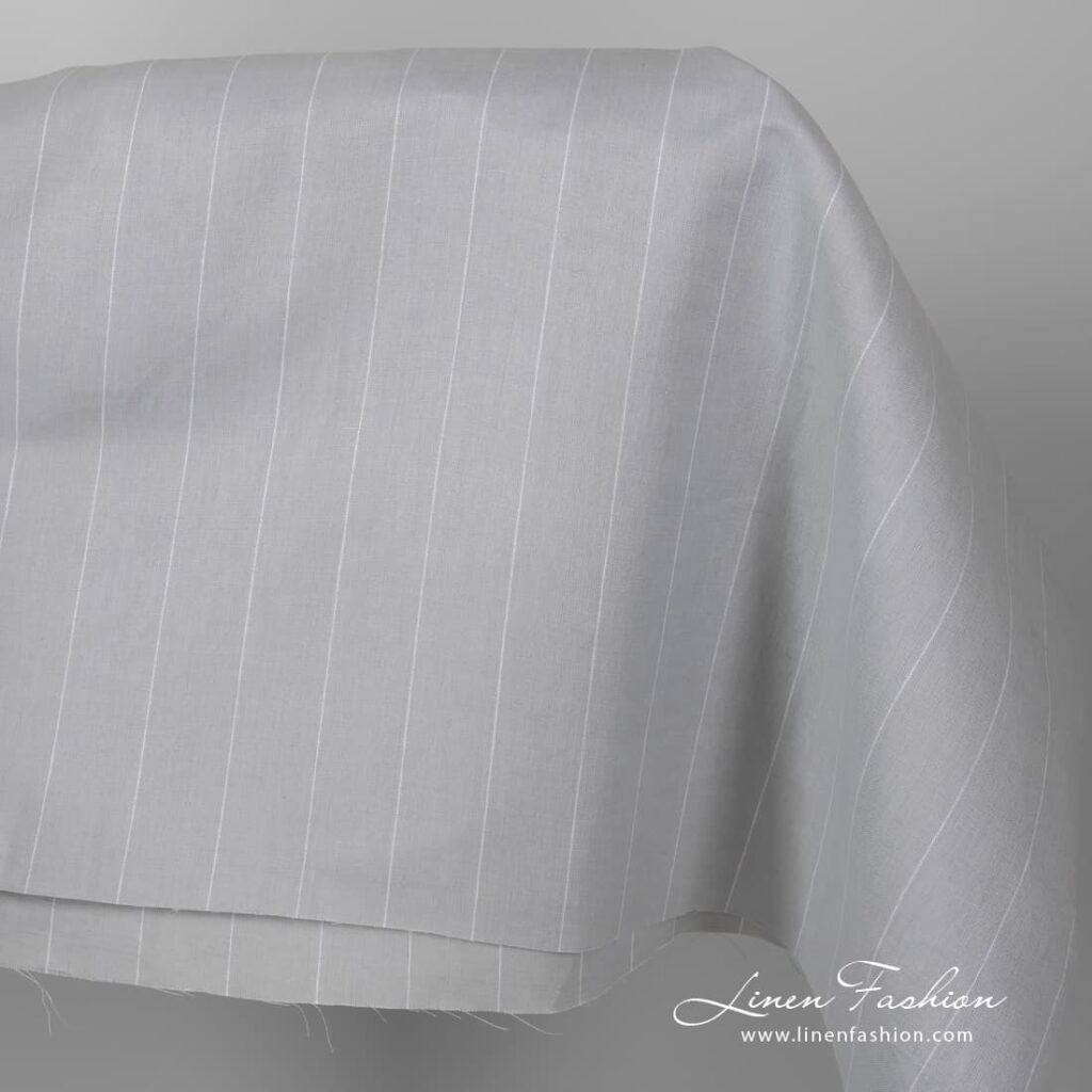 Wide light grey linen cotton fabric.