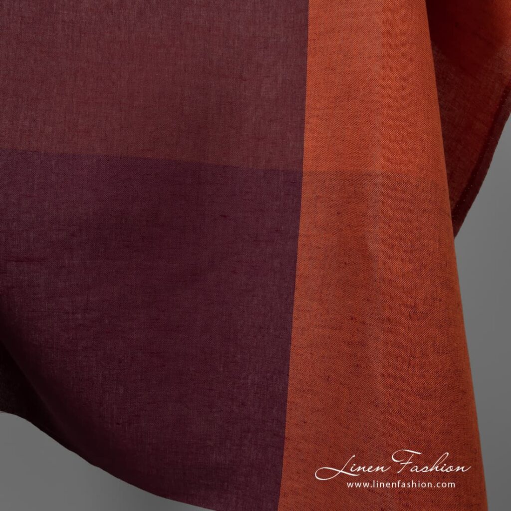 Checked wide linen cotton fabric.